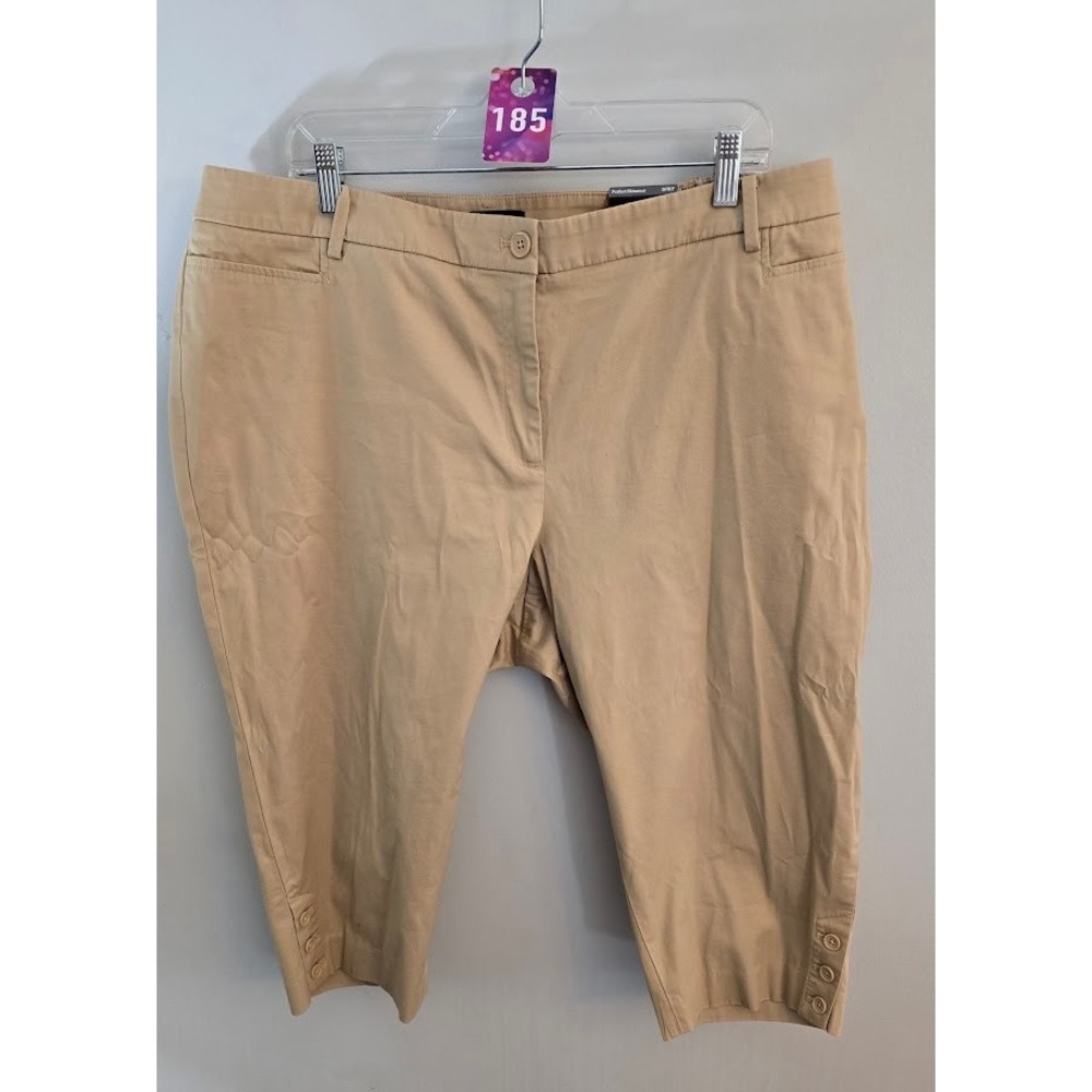 Talbots Womens Perfect Skimmer Pants Tan Khaki Preppy Cropped Plus Size 20WP NEW